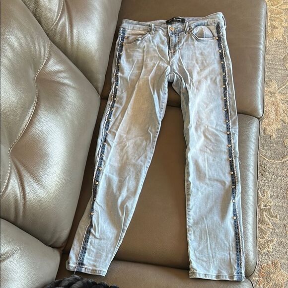 Liverpool Jeans vintage Summer weight Stretch Dark Frayed Side seam Grommets 6 - Picture 1 of 10